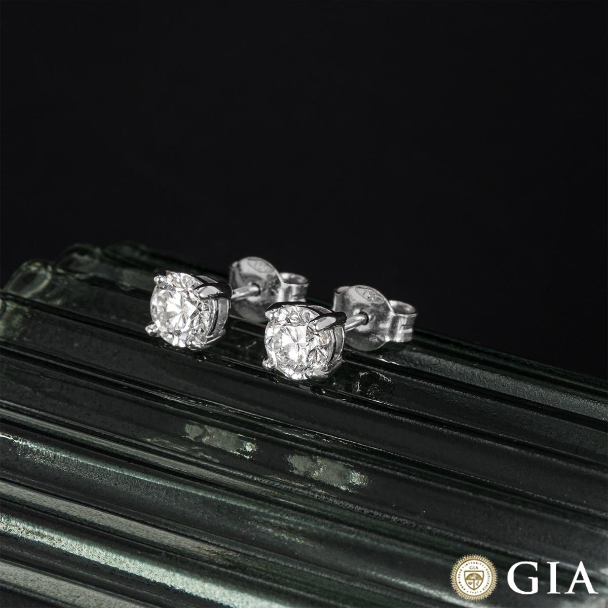 GIA Certified Round Brilliant Cut Diamond Earrings 1.20 Carat 3