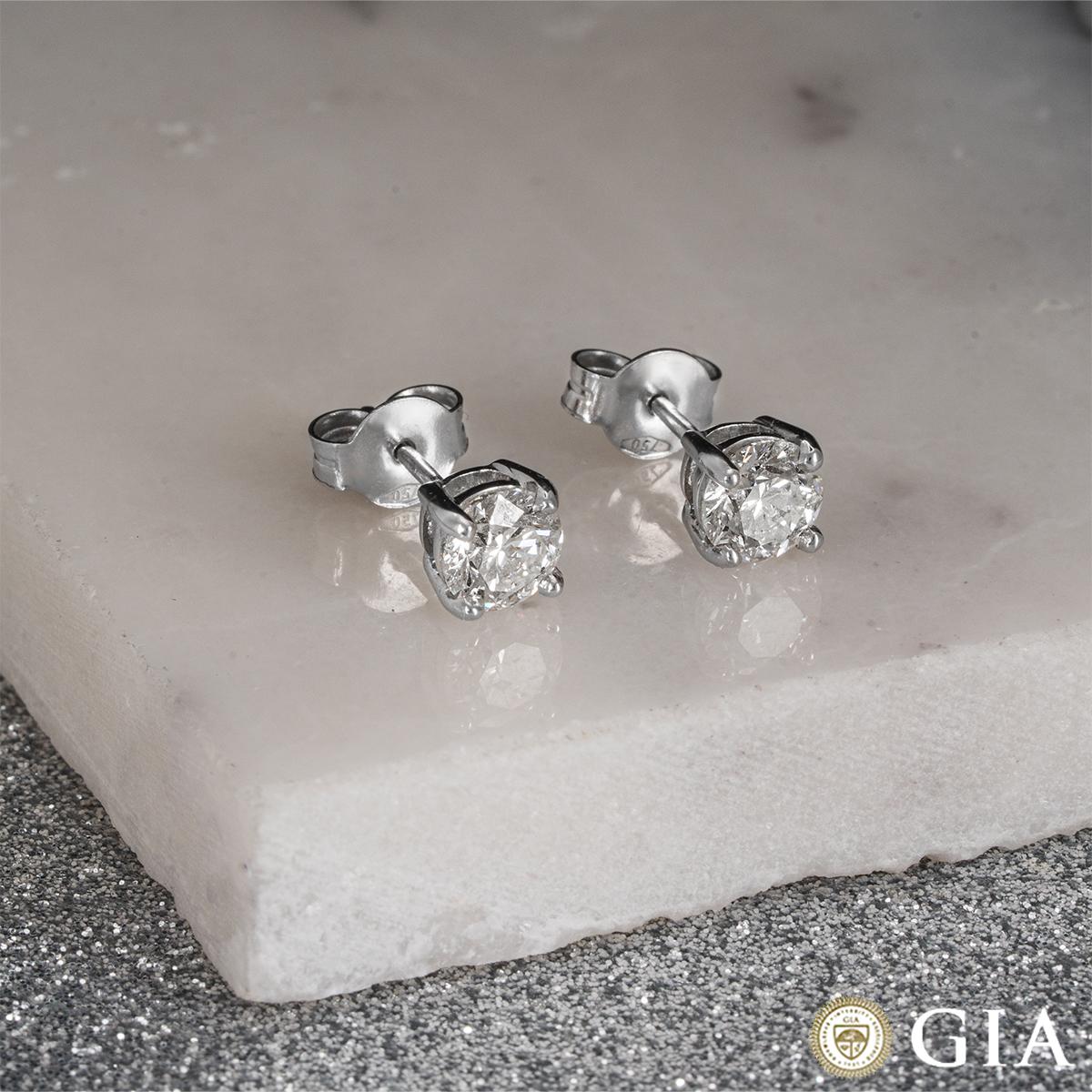 GIA Certified Round Brilliant Cut Diamond Earrings 1.20 Carat 4