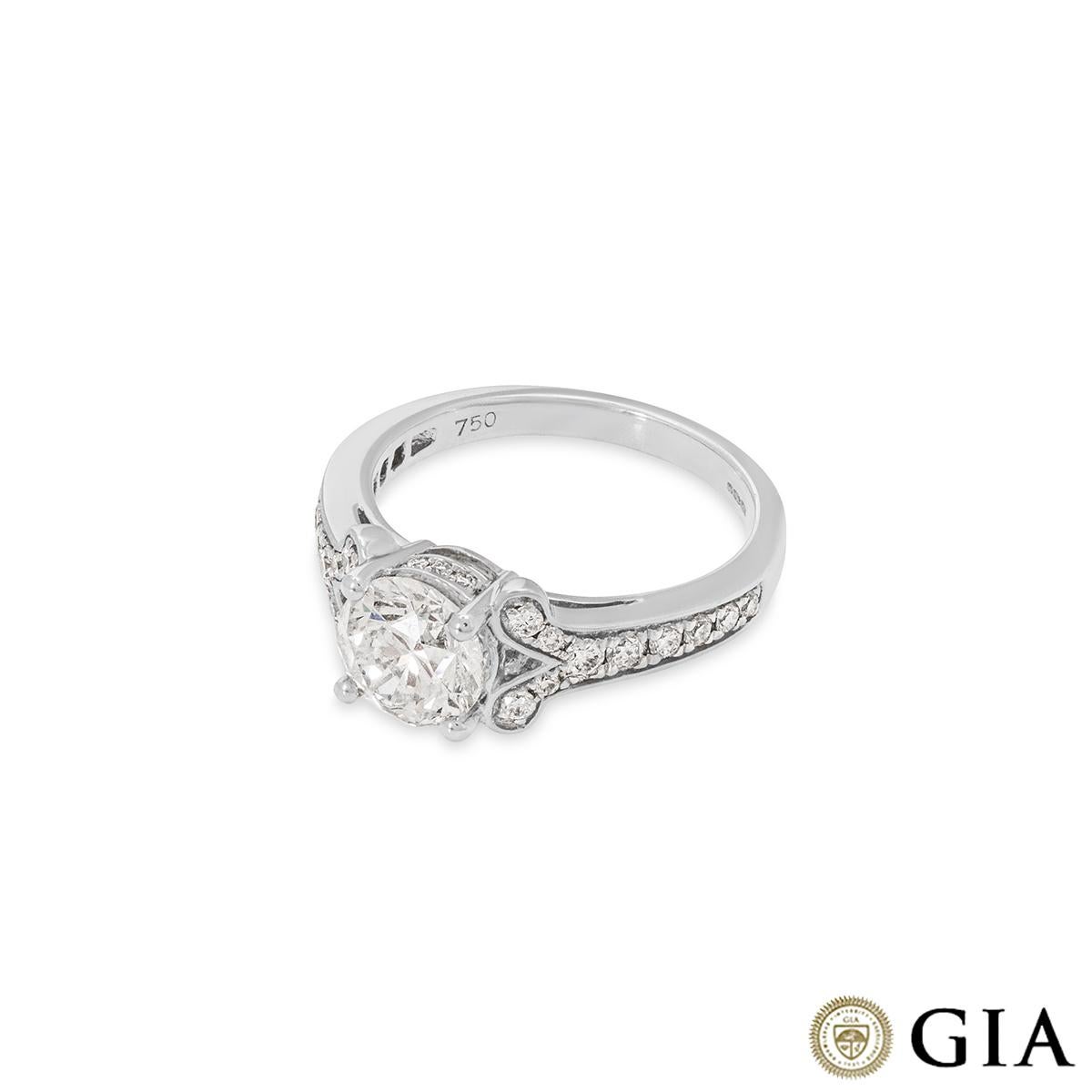 GIA Certified White Gold Round Brilliant Cut Diamond Ring 1.50ct F/SI1 In New Condition For Sale In London, GB