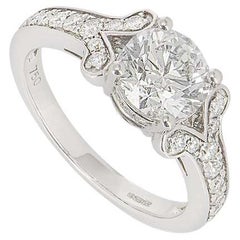 GIA Certified Round Brilliant Cut Diamond Engagement Ring 1.50 Carat F Color