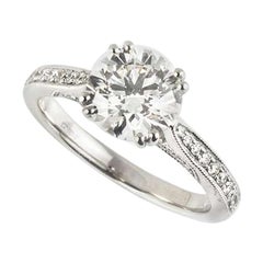 GIA Certified Round Brilliant Cut Diamond Engagement Ring 1.70 Carat F/VS1