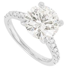 GIA Certified Round Brilliant Cut Diamond Engagement Ring 3.52ct K/SI1