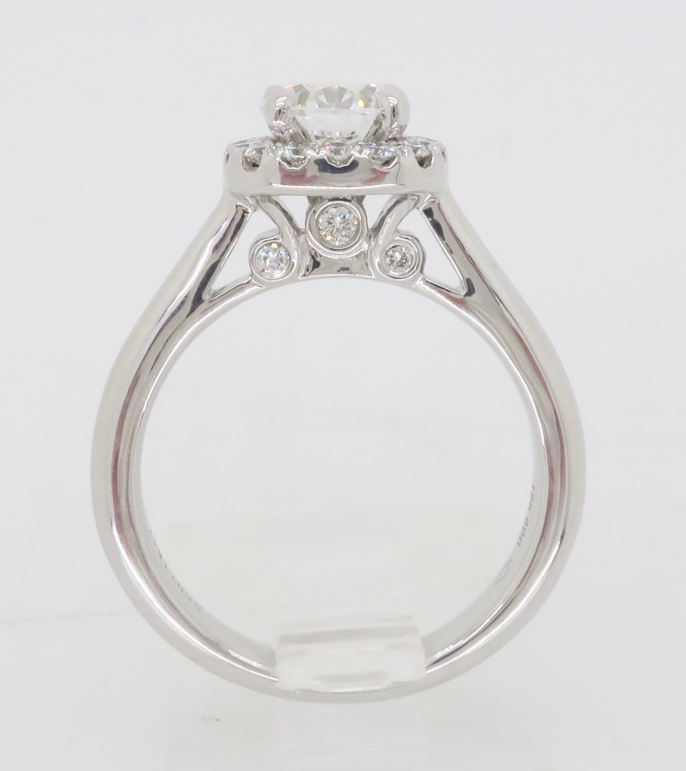 GIA Certified Round Brilliant Cut Diamond in a Stunning Scott Kay Halo Setting  For Sale 7