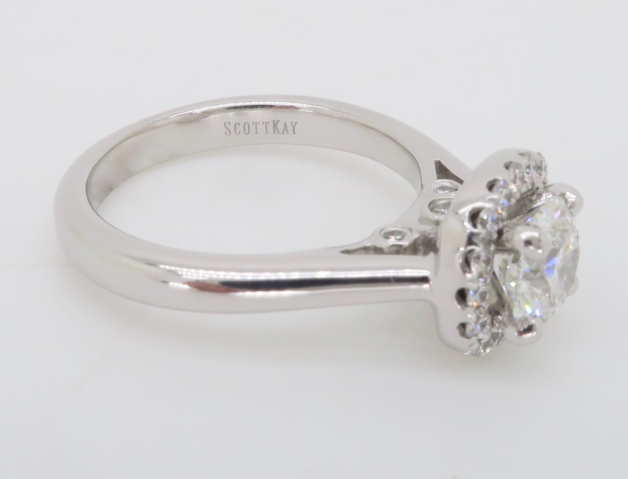 GIA Certified Round Brilliant Cut Diamond in a Stunning Scott Kay Halo Setting  For Sale 11