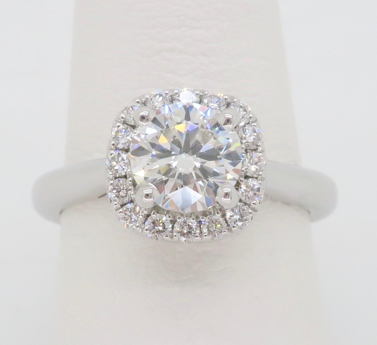 Round Cut GIA Certified Round Brilliant Cut Diamond in a Stunning Scott Kay Halo Setting  For Sale