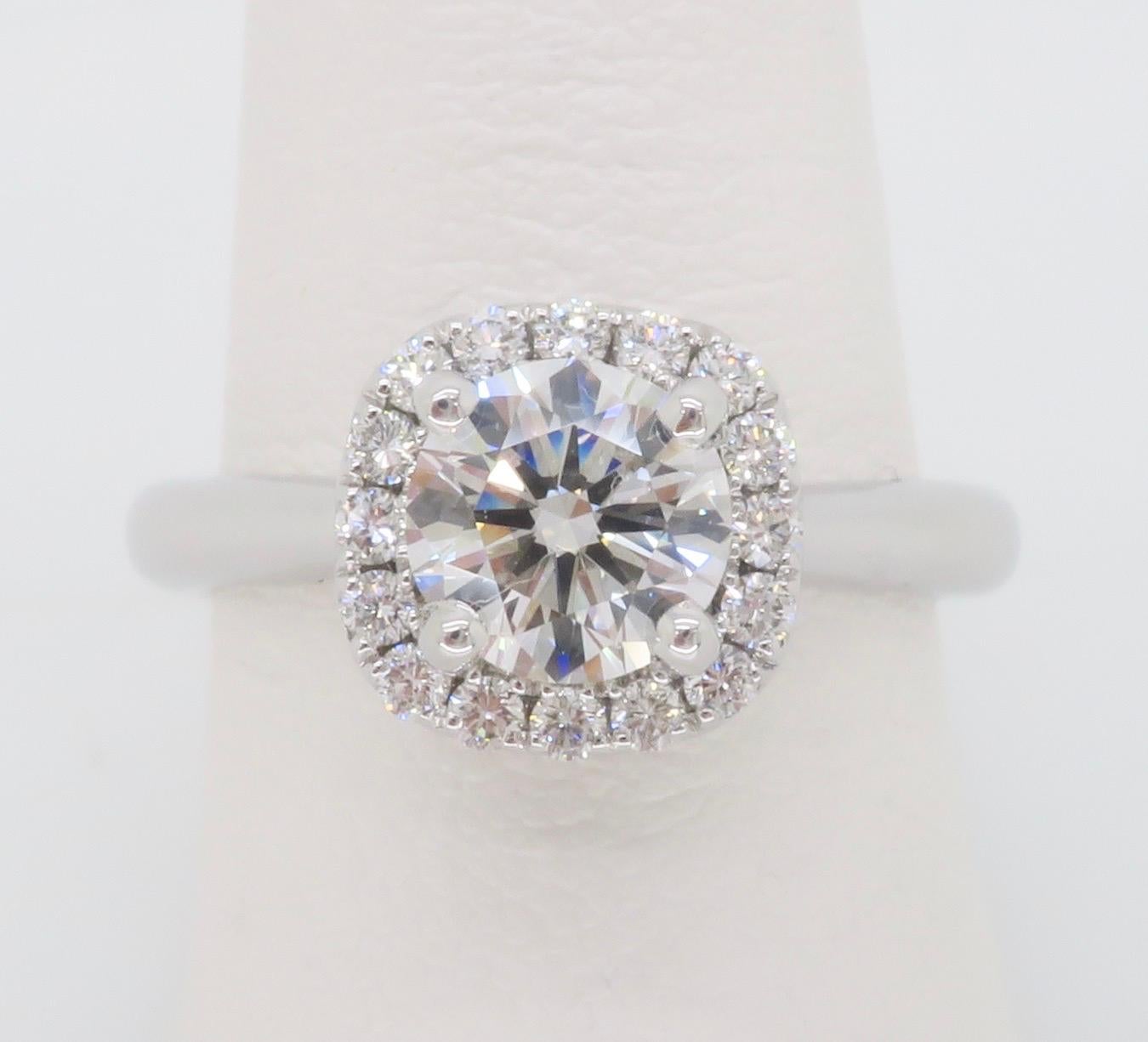 GIA Certified Round Brilliant Cut Diamond in a Stunning Scott Kay Halo Setting  In New Condition For Sale In Webster, NY