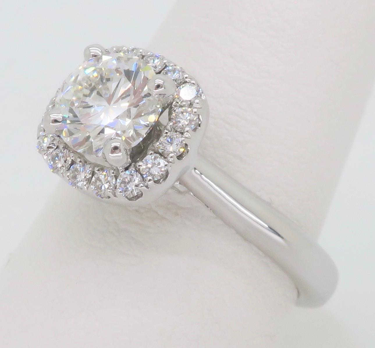 Women's or Men's GIA Certified Round Brilliant Cut Diamond in a Stunning Scott Kay Halo Setting  For Sale