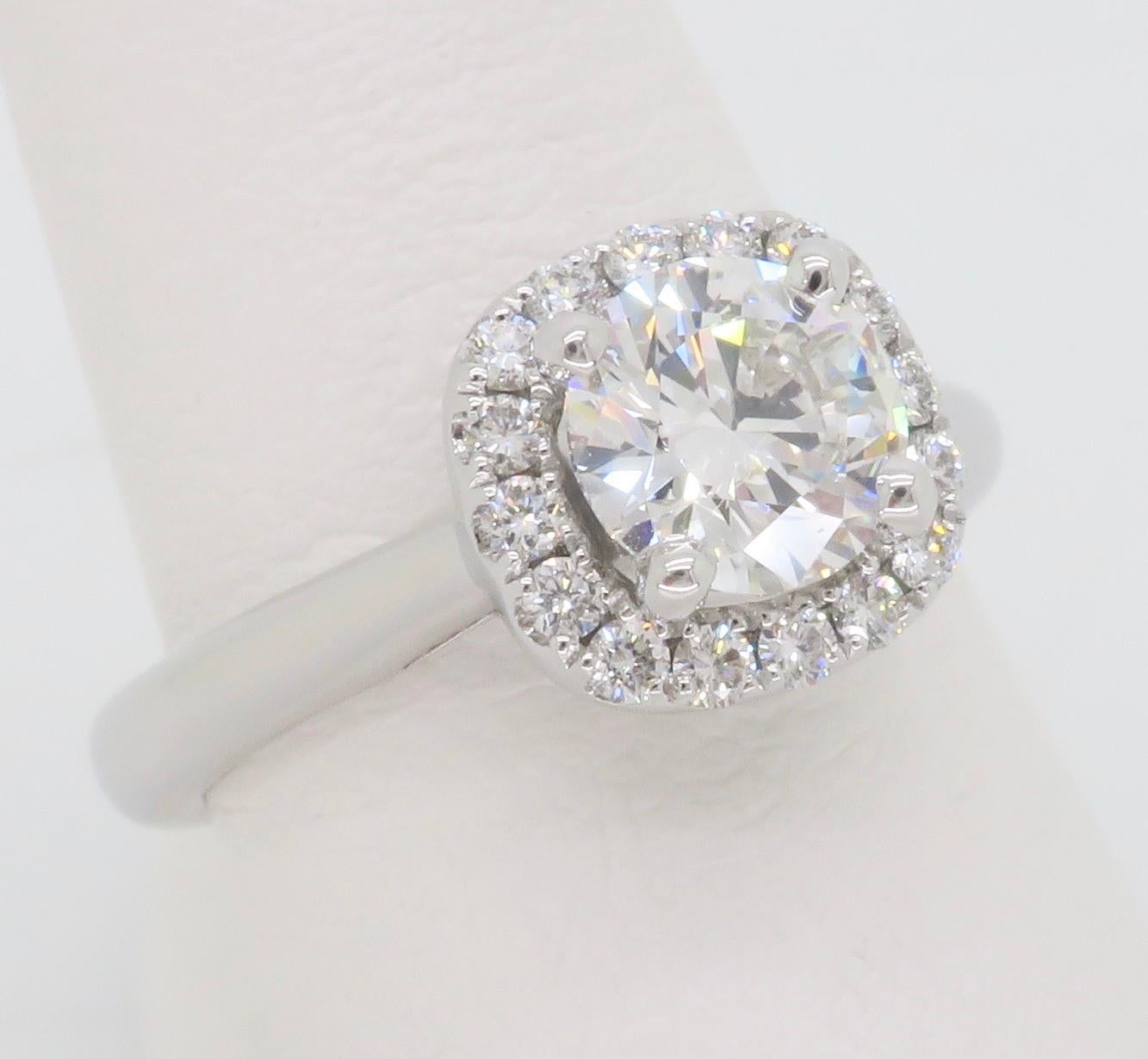 GIA Certified Round Brilliant Cut Diamond in a Stunning Scott Kay Halo Setting  For Sale 1