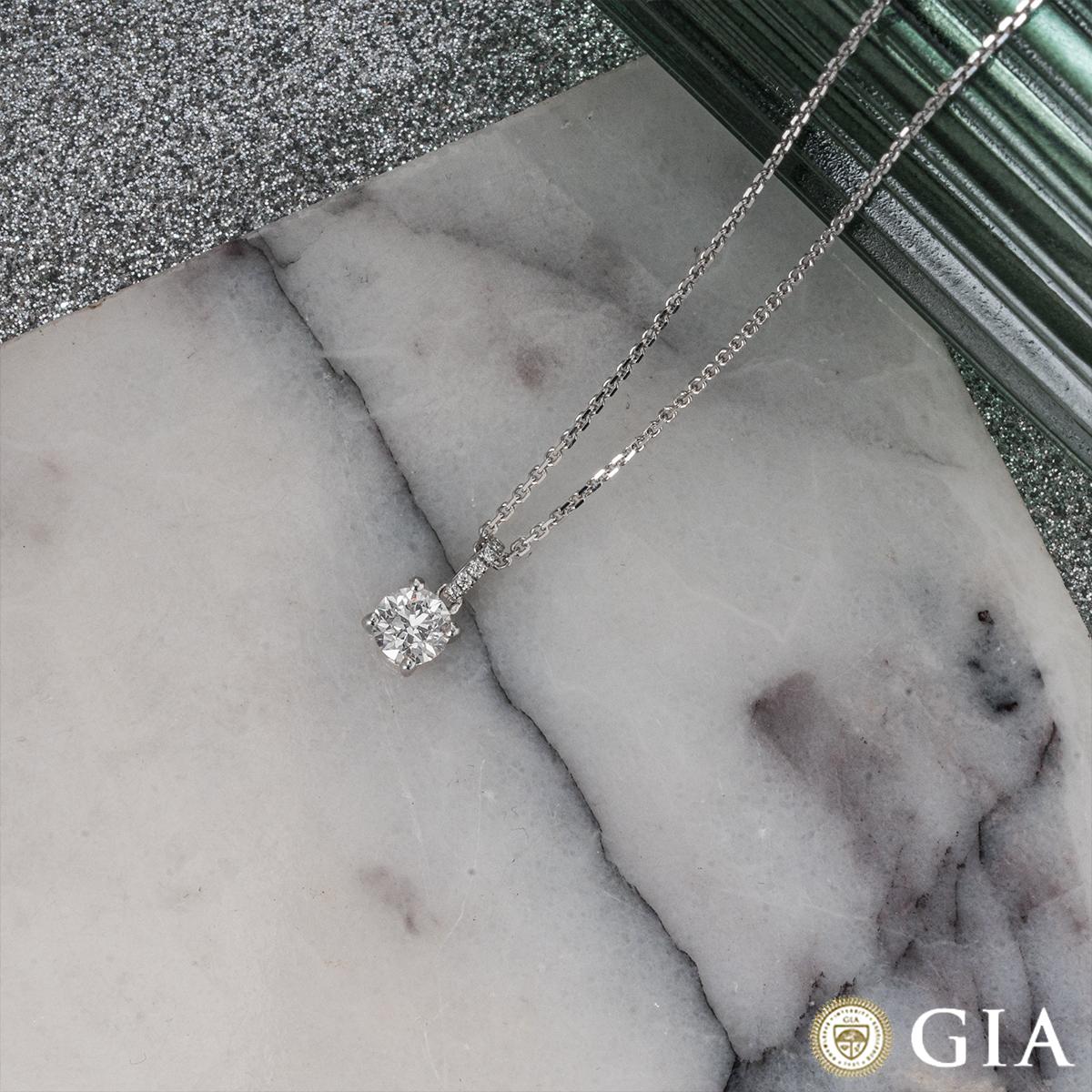 GIA Certified Round Brilliant Cut Diamond Pendant 0.70ct I/VS2 For Sale 2