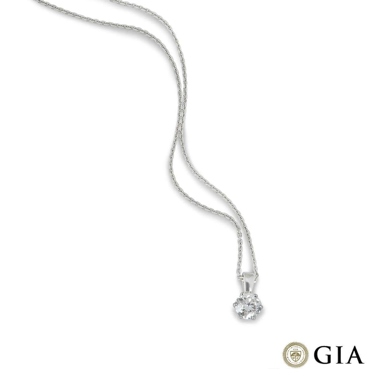 Round Cut GIA Certified Round Brilliant Cut Diamond Pendant 0.90 Carat G/VS1