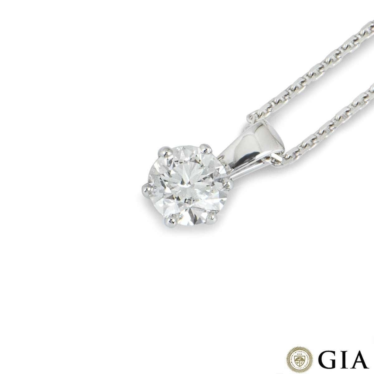 GIA Certified Round Brilliant Cut Diamond Pendant 0.90 Carat G/VS1 In New Condition In London, GB