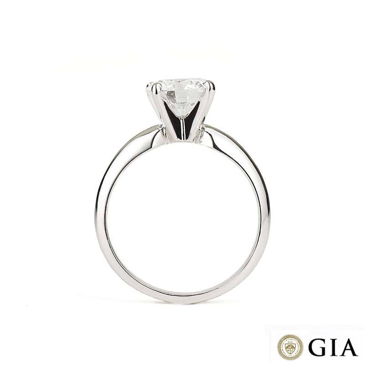 GIA Certified Round Brilliant Cut Diamond Ring 1.55 Carat D Colour In Excellent Condition In London, GB