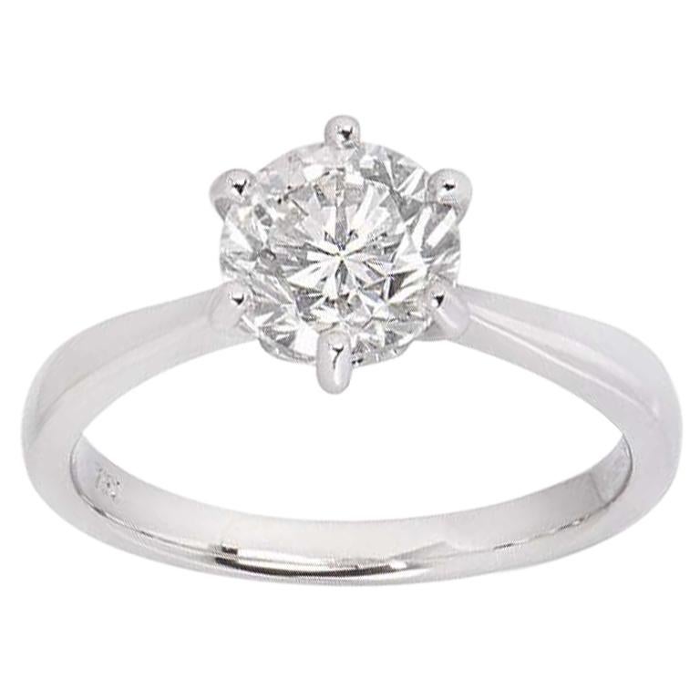 GIA Certified Round Brilliant Cut Diamond Solitaire Engagement Ring 1.55 Carat