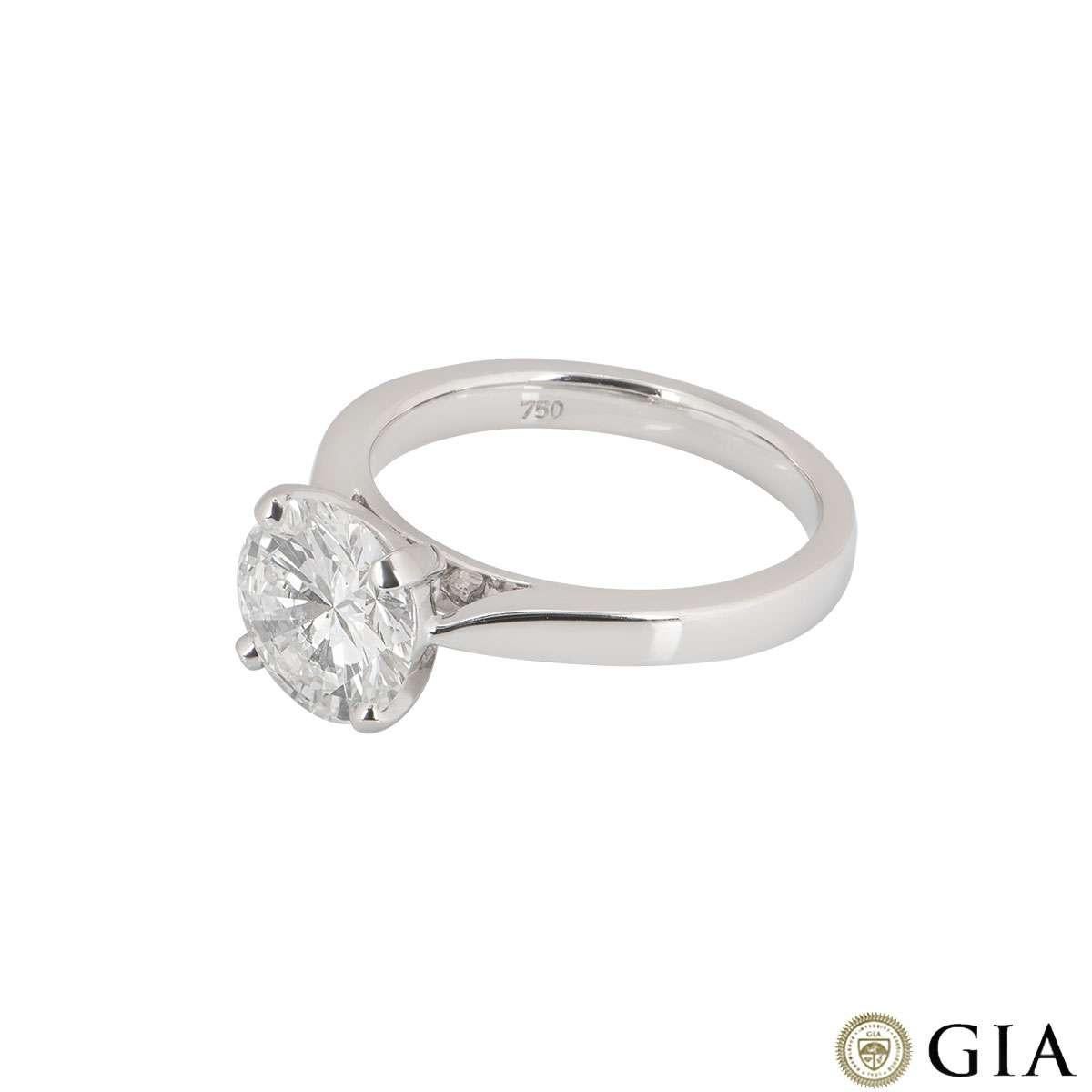 Women's GIA Certified Round Brilliant Cut Diamond Solitaire Engagement Ring 2.08 Carat