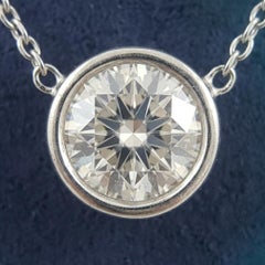 GIA Certified Round Brilliant Cut Diamond Solitaire Pendant Necklace