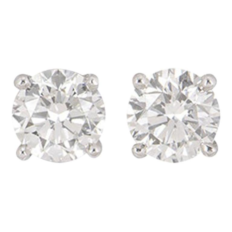 GIA Certified Round Brilliant Cut Diamond Stud Earrings 1.60 Carat