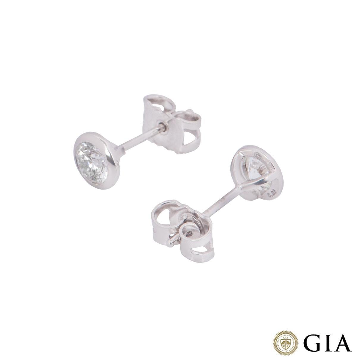 Round Cut GIA Certified Round Brilliant Cut Diamond Stud Earrings