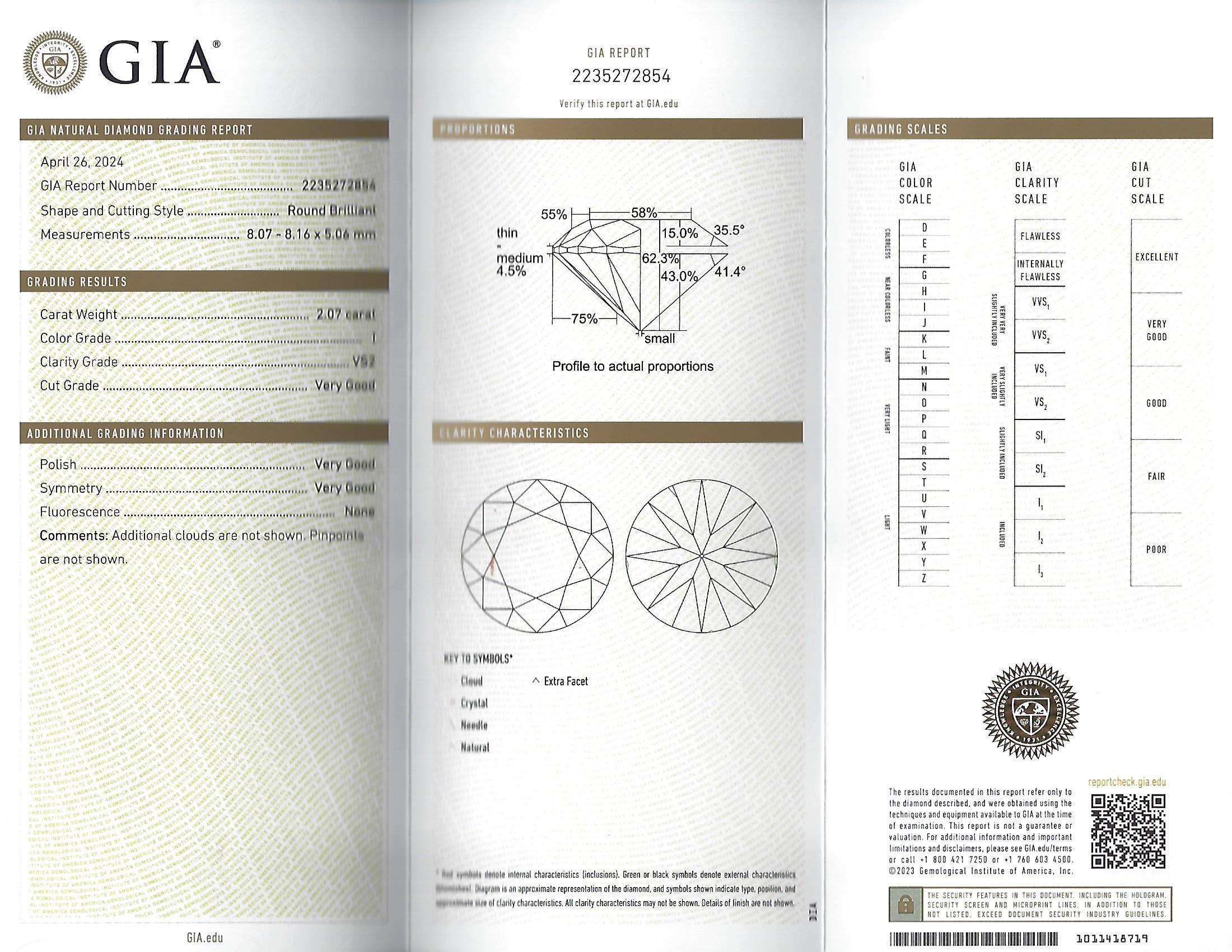 GIA certified Round brilliant cut Diamond Stud earrings weighing 4.12 ctw. For Sale 1