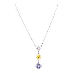GIA Certified 3 Stone Drop Diamond Necklace