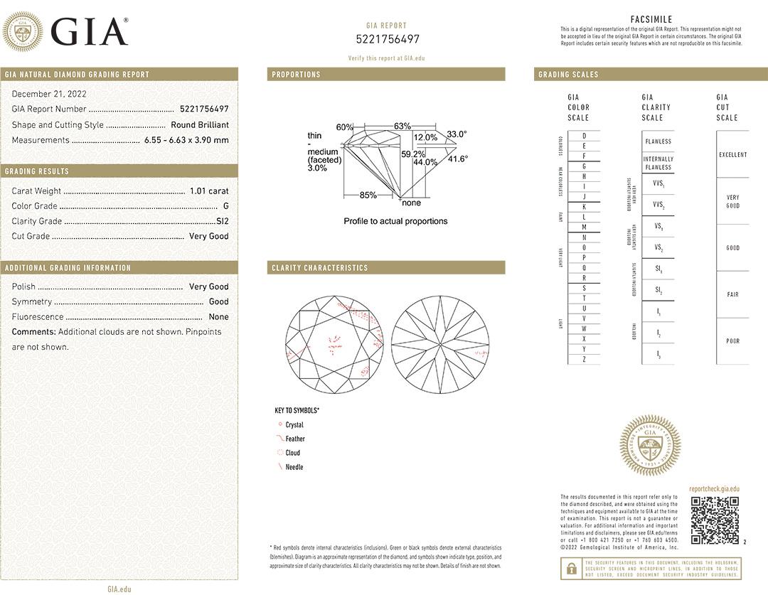 Diamant en vrac de taille ronde et brillante certifié par la GIA 1,01 ct Excellent état - En vente à Laguna Beach, CA