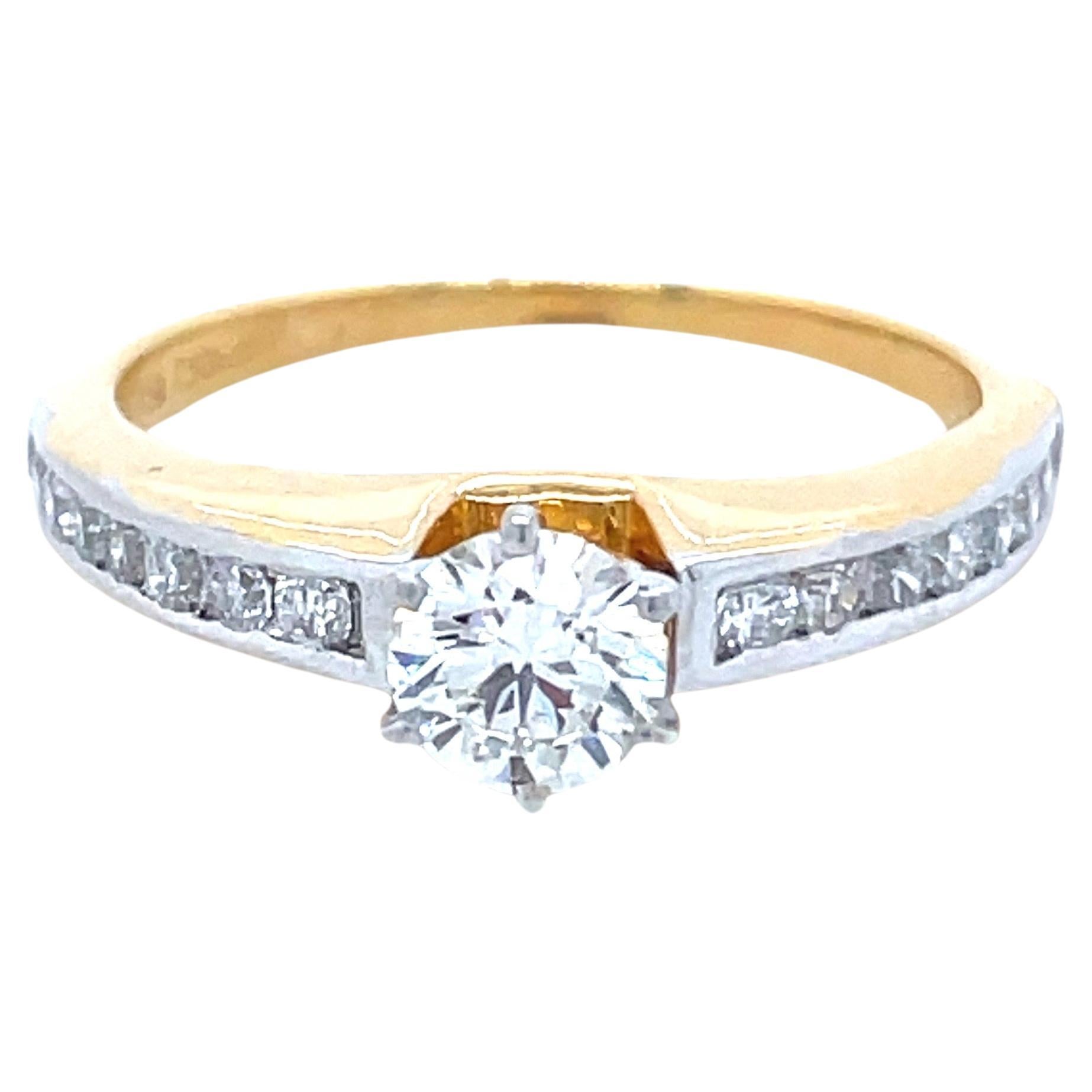 GIA Certified Round Brilliant Diamond Cts 0.44 Engagement Ring in 18k White Gold