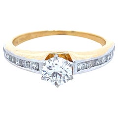 GIA Certified Round Brilliant Diamond Cts 0.44 Engagement Ring in 18k White Gold