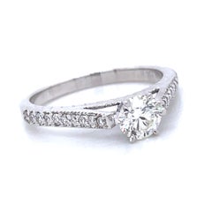 GIA Certified Round Brilliant Diamond Cts 0.51 Engagement Ring in 18k White Gold