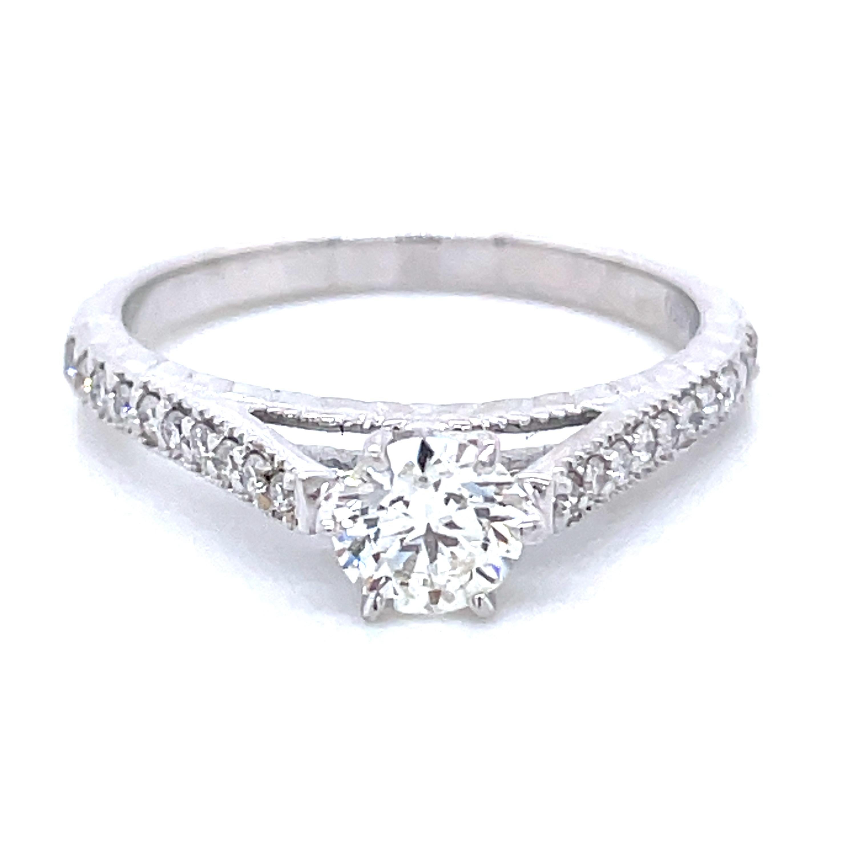 GIA-zertifizierter runder Brillant Diamant Cts 0,51 Verlobungsring in 18k Weißgold