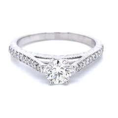 GIA-zertifizierter runder Brillant Diamant Cts 0,51 Verlobungsring in 18k Weißgold