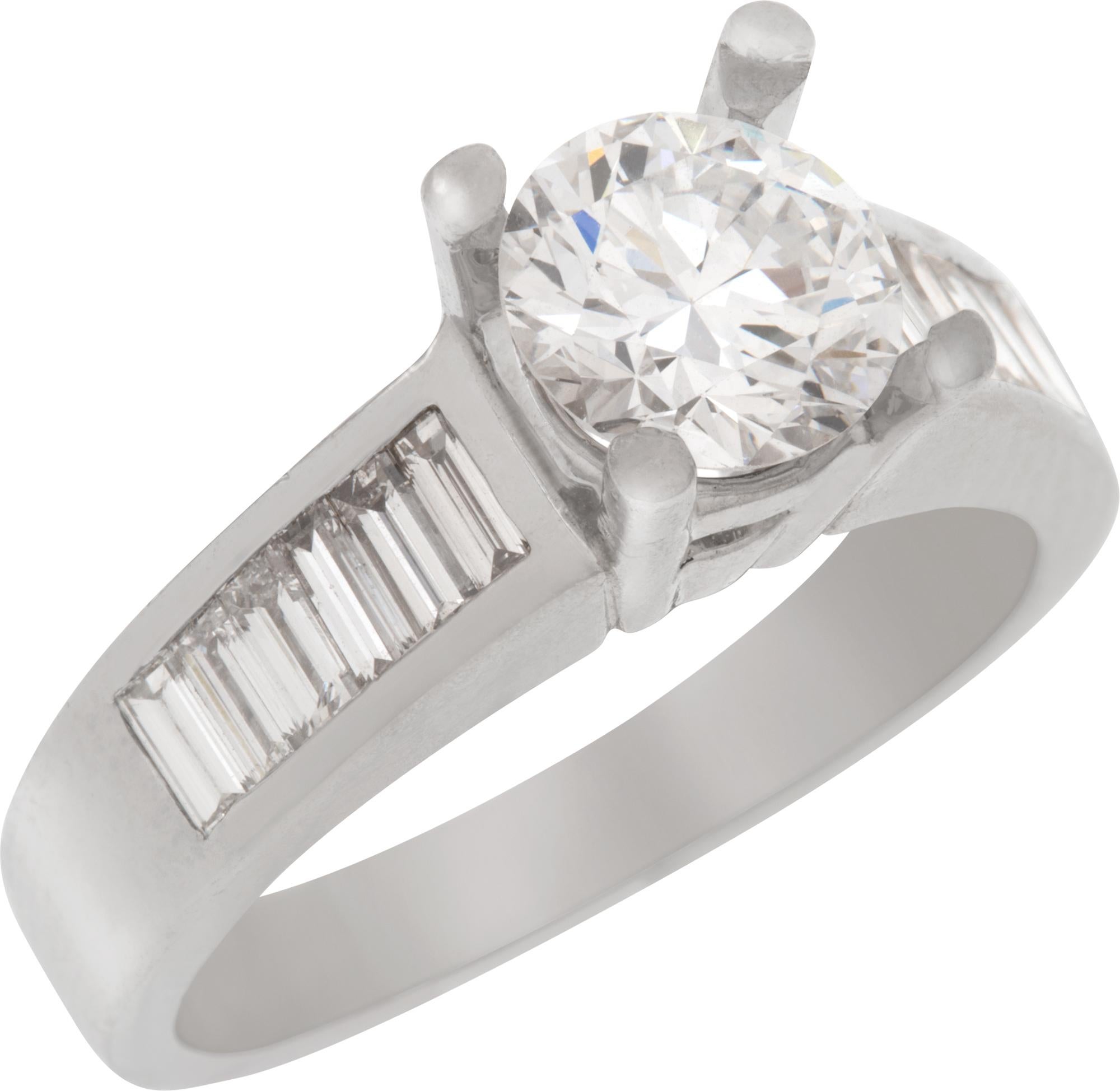 Brilliant Cut GIA Certified Round Brilliant Diamond Platinum Ring For Sale