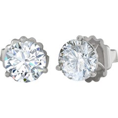 GIA Certified Round Brilliant Diamond Platinum Studs