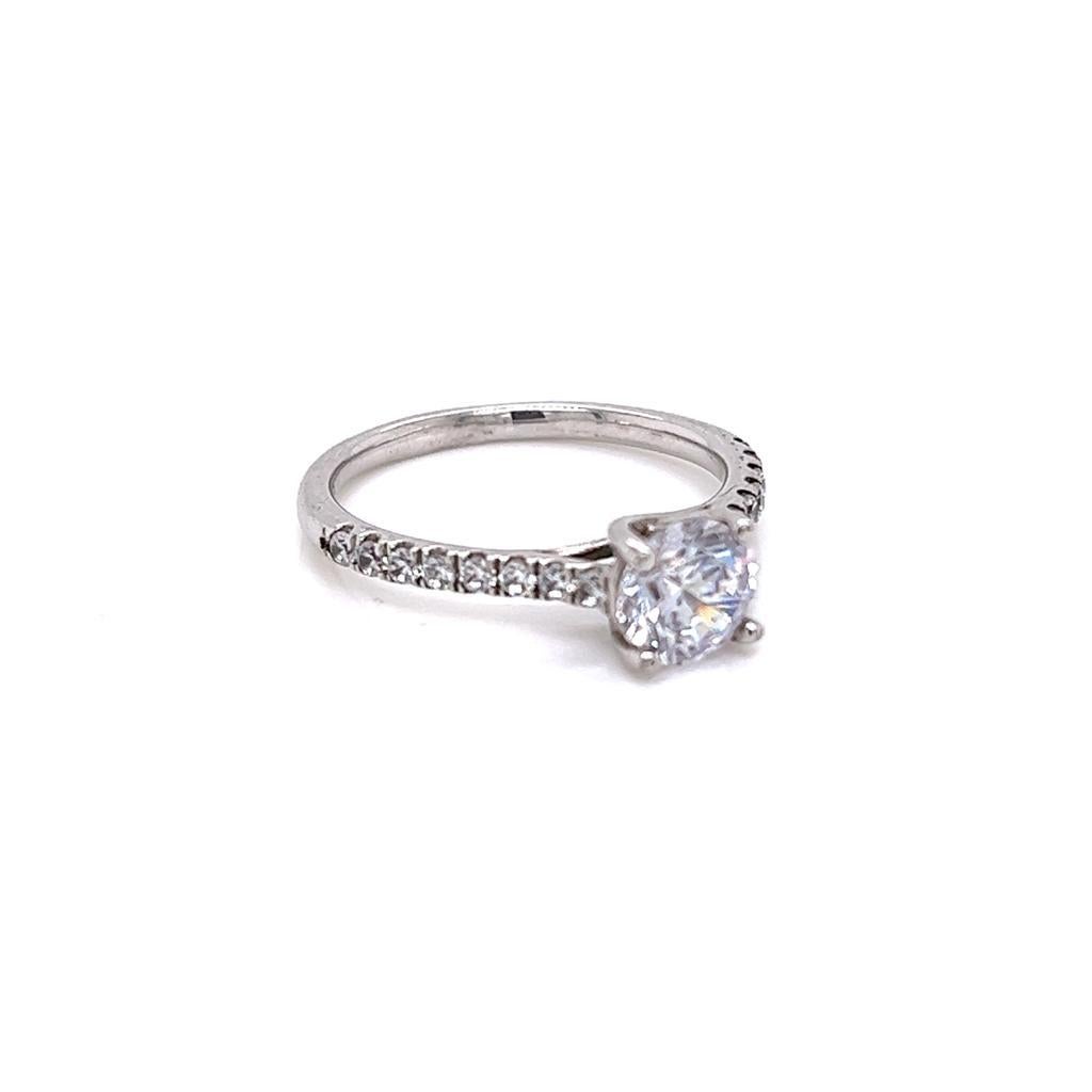For Sale:  GIA Certified Round Brilliant Diamond Ring in Platinum with Shoulder Diamonds 2