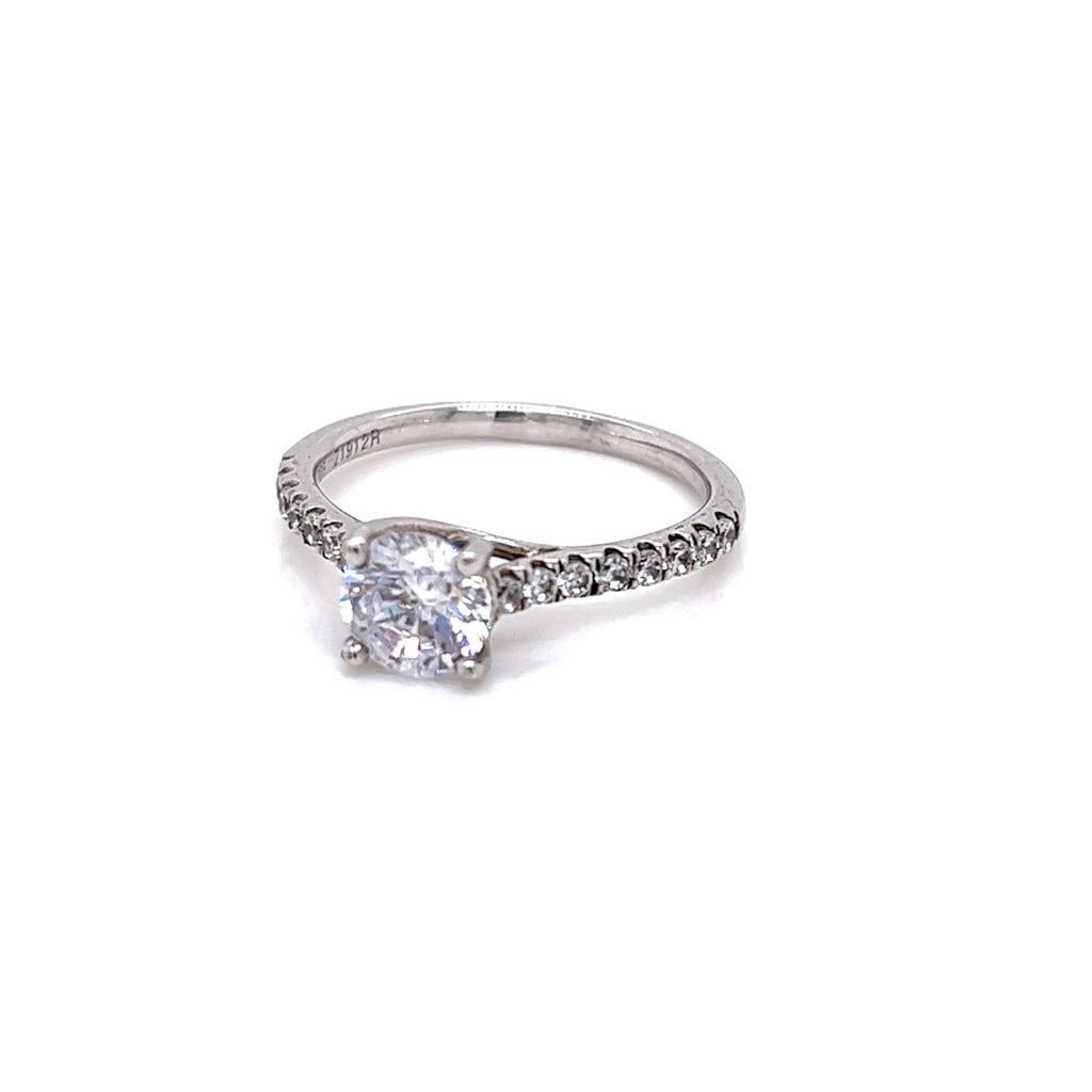 For Sale:  GIA Certified Round Brilliant Diamond Ring in Platinum with Shoulder Diamonds 4