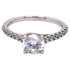 GIA Certified Round Brilliant Diamond Ring in Platinum with Shoulder Diamonds