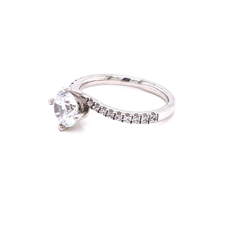 For Sale:  GIA Certified Round Brilliant Diamond Ring with Shoulder Diamonds in Platinum 4