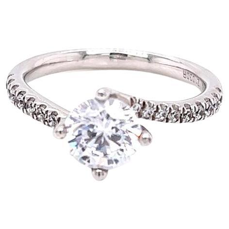 For Sale:  GIA Certified Round Brilliant Diamond Ring with Shoulder Diamonds in Platinum
