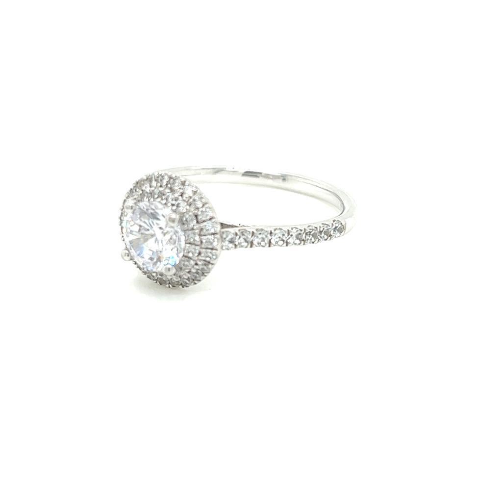For Sale:  GIA Certified Round Brilliant Double Halo Diamond Ring in Platinum 2