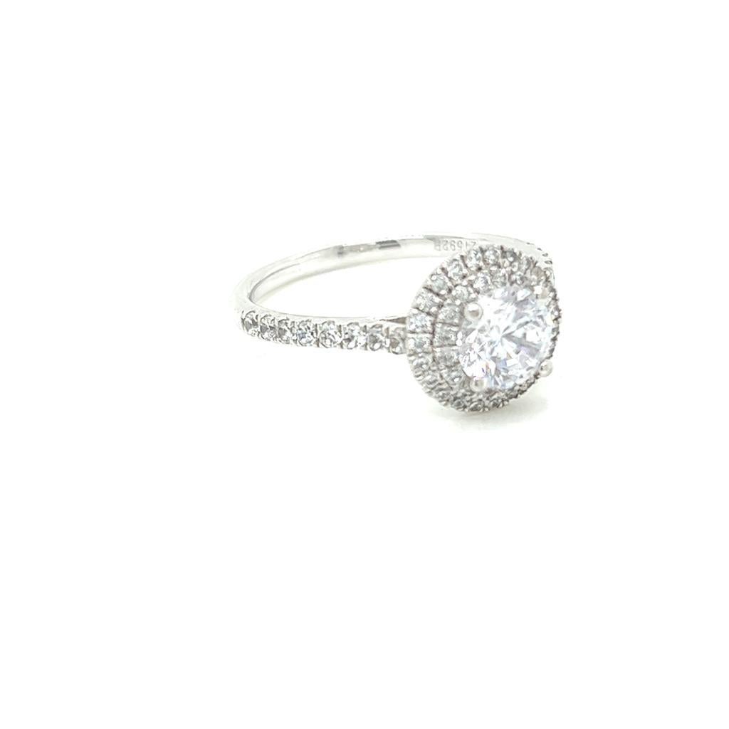 For Sale:  GIA Certified Round Brilliant Double Halo Diamond Ring in Platinum 3