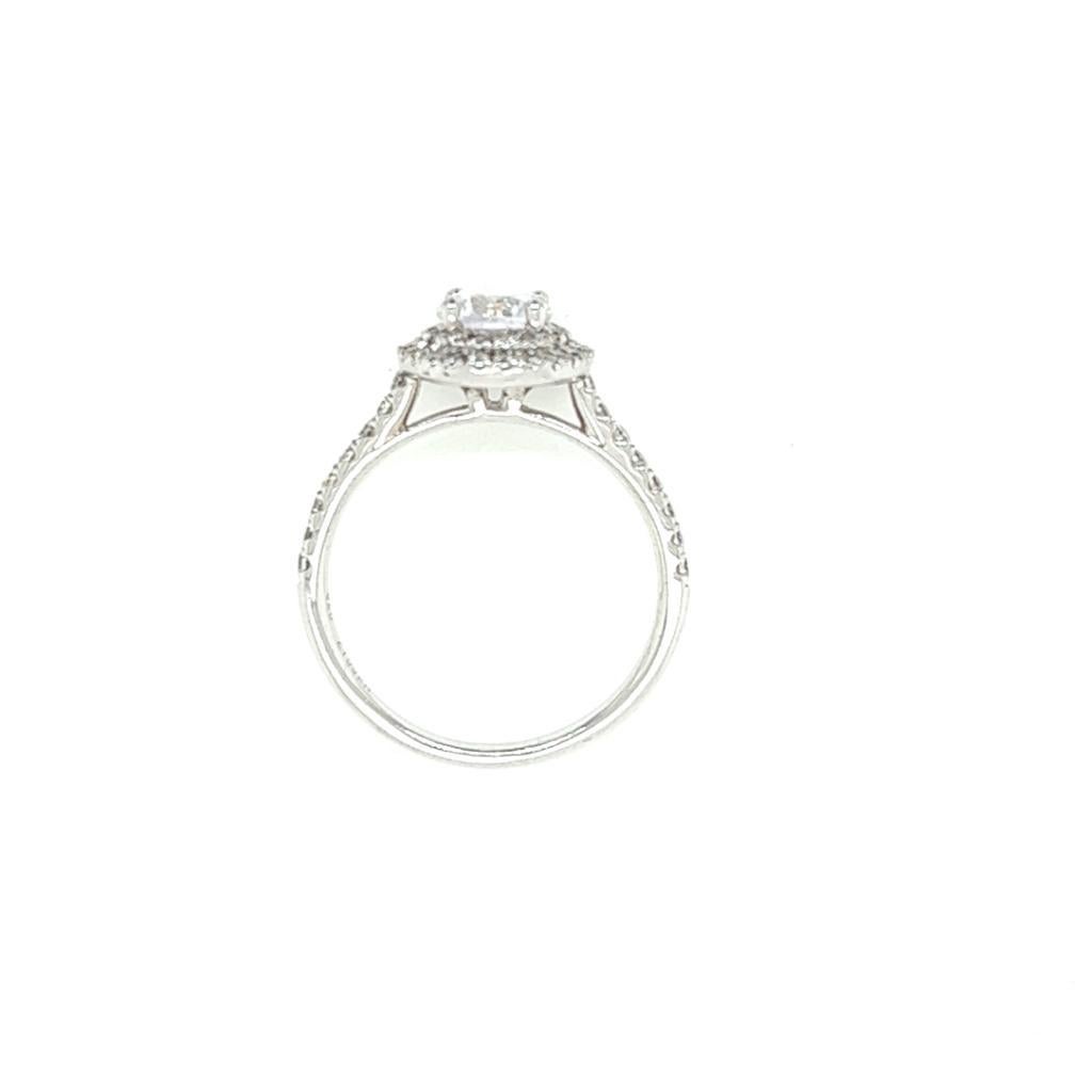 For Sale:  GIA Certified Round Brilliant Double Halo Diamond Ring in Platinum 7