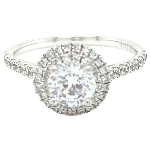 For Sale:  GIA Certified Round Brilliant Double Halo Diamond Ring in Platinum