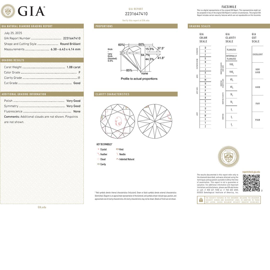 Diamant brut rond certifié par la GIA 1.08ct Excellent état - En vente à Laguna Beach, CA