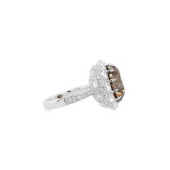 GIA Certified Round Brown Diamond and White Rosecut Diamonds in 18K Gold Ring