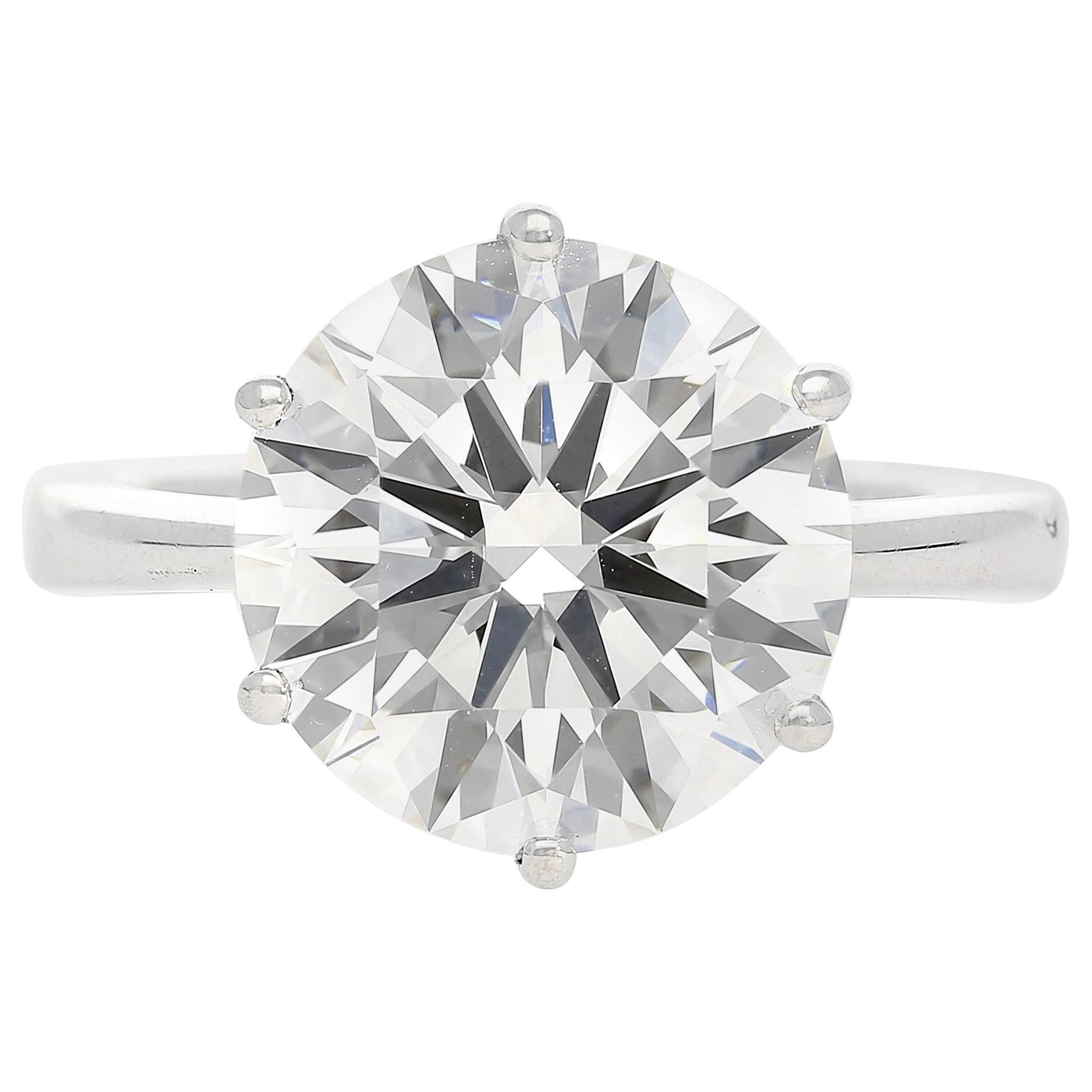 GIA Certified Round-Cut 6.82 Carat "G" Color "VS1" Clarity Diamond Platinum Ring For Sale