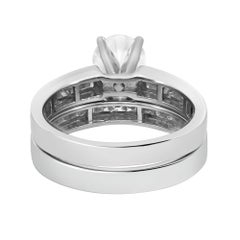 GIA Certified Round Cut Diamond Engagement Ring Set Platinum 0.79Cttw Size 5.5