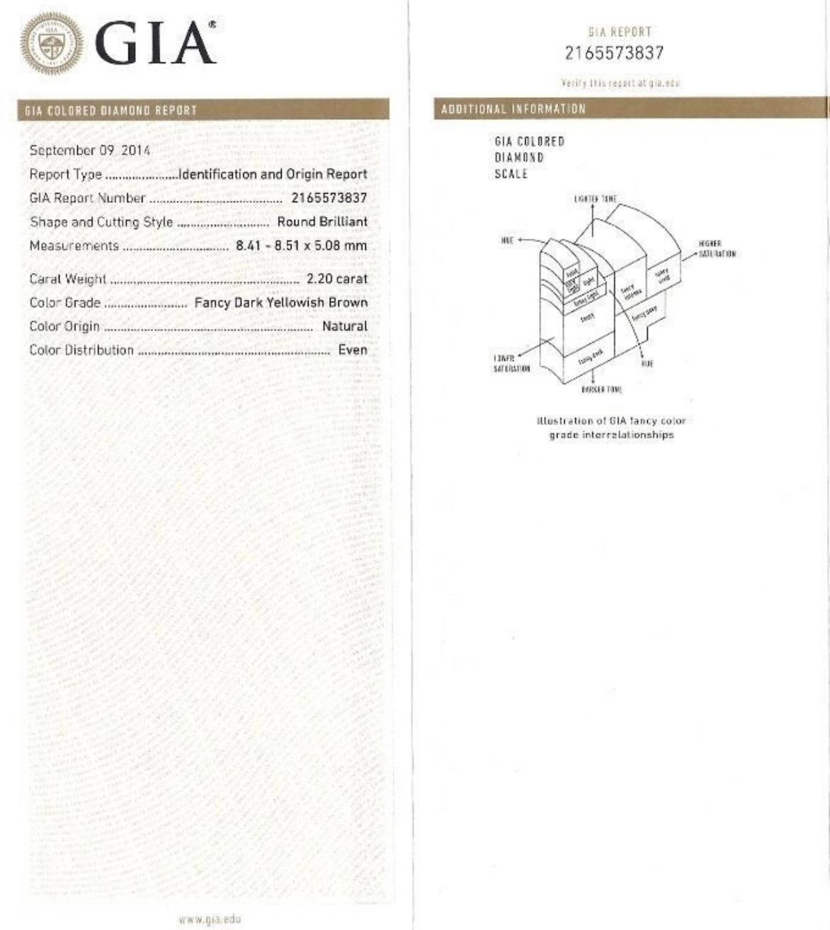 GIA Certified Round Cut Fancy White & Brown Diamond Toi Et Moi Ring in Platinum For Sale 1