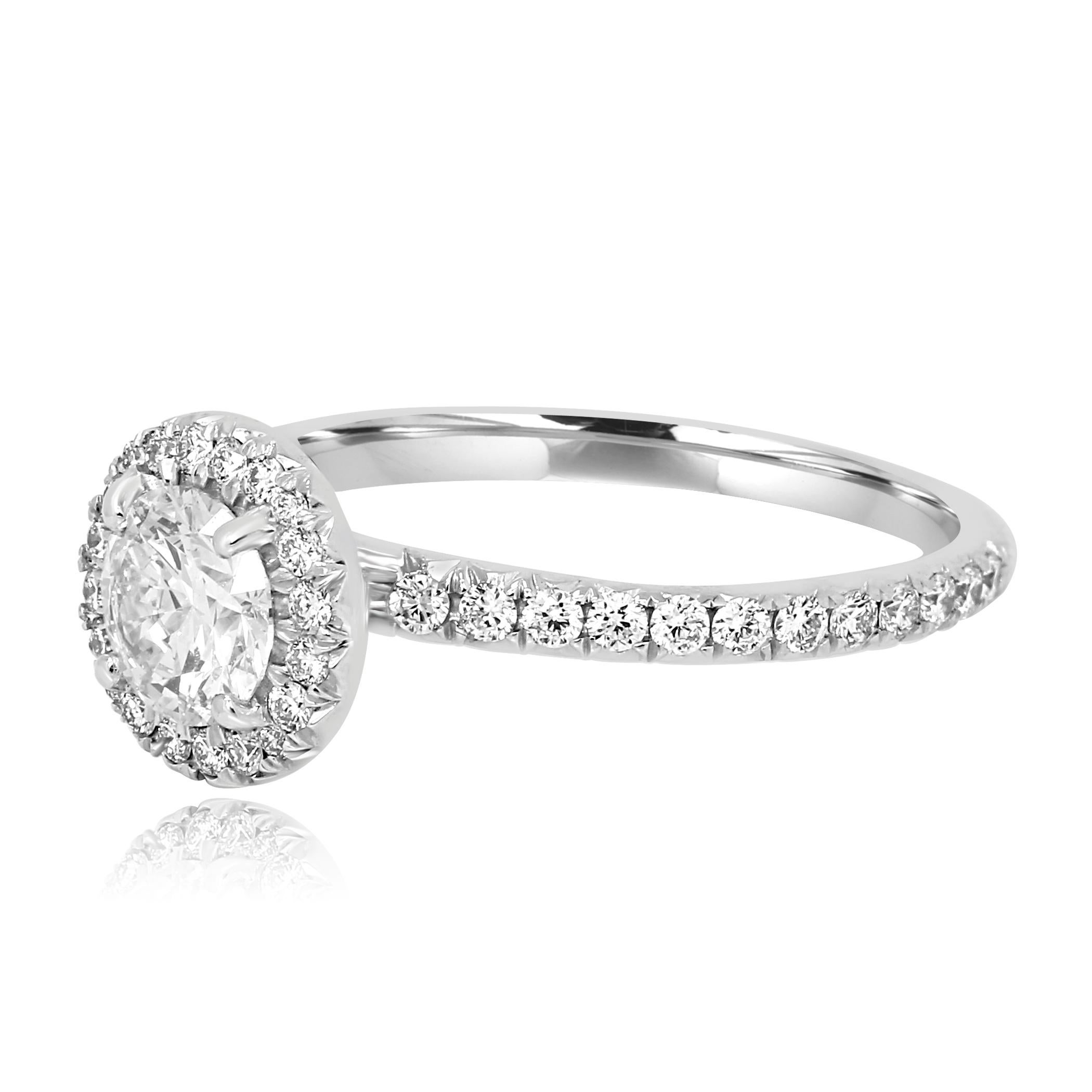 Contemporary GIA Certified Round Diamond 0.70 Carat Halo Gold Platinum Engagement Bridal Ring