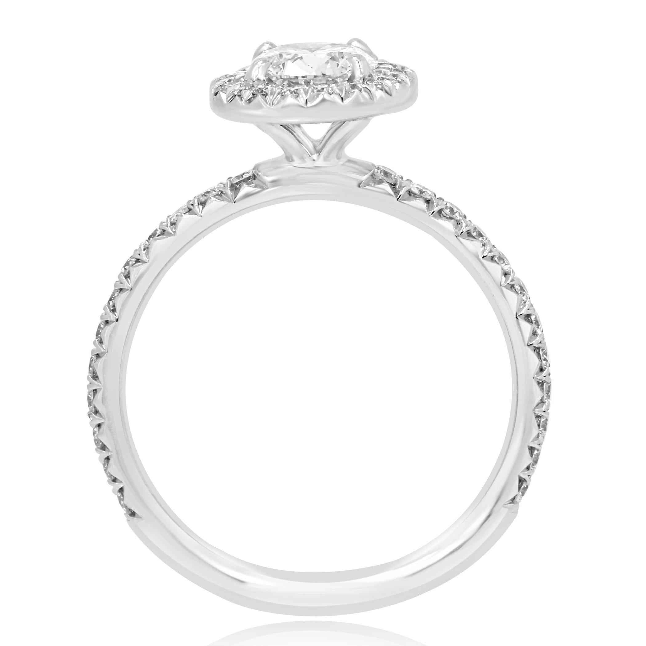 Women's GIA Certified Round Diamond 0.70 Carat Halo Gold Platinum Engagement Bridal Ring