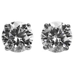 GIA Certified Round Diamond 3.59 ct D VS2 Single Stone Solitaire Stud Earrings
