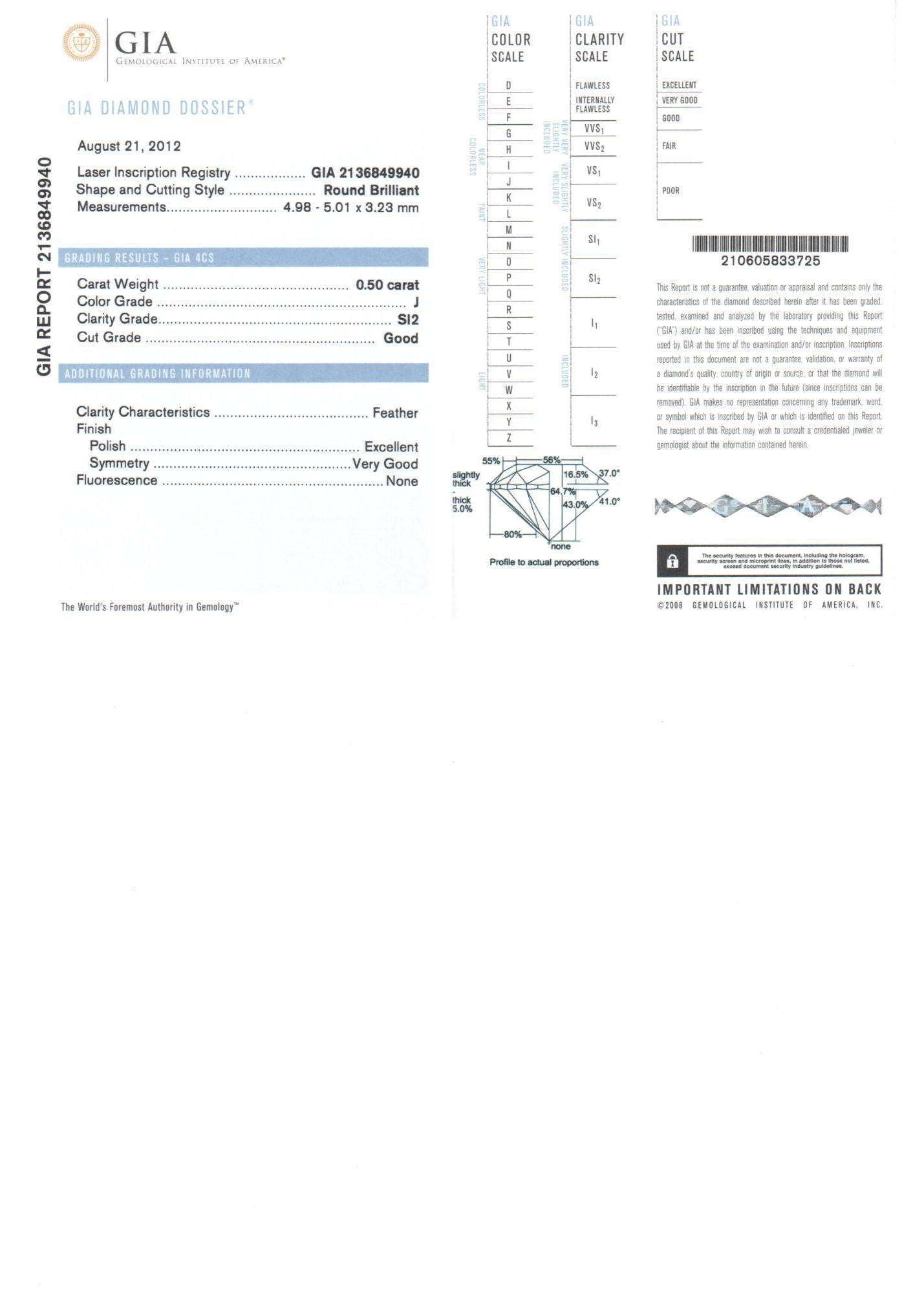 Diamante rotondo certificato GIA da 0,50 carati con anello di fidanzamento a due file di aureole in 18 carati in vendita 1