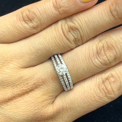 GIA Certified Round Diamond Cts 0.55 with Three Row Split Shank Engagement Ring